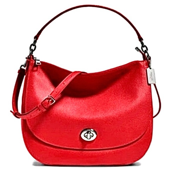 Coach Handbags - Like New Coach Genuine leather Large Red convertible Hobo turn lock bag